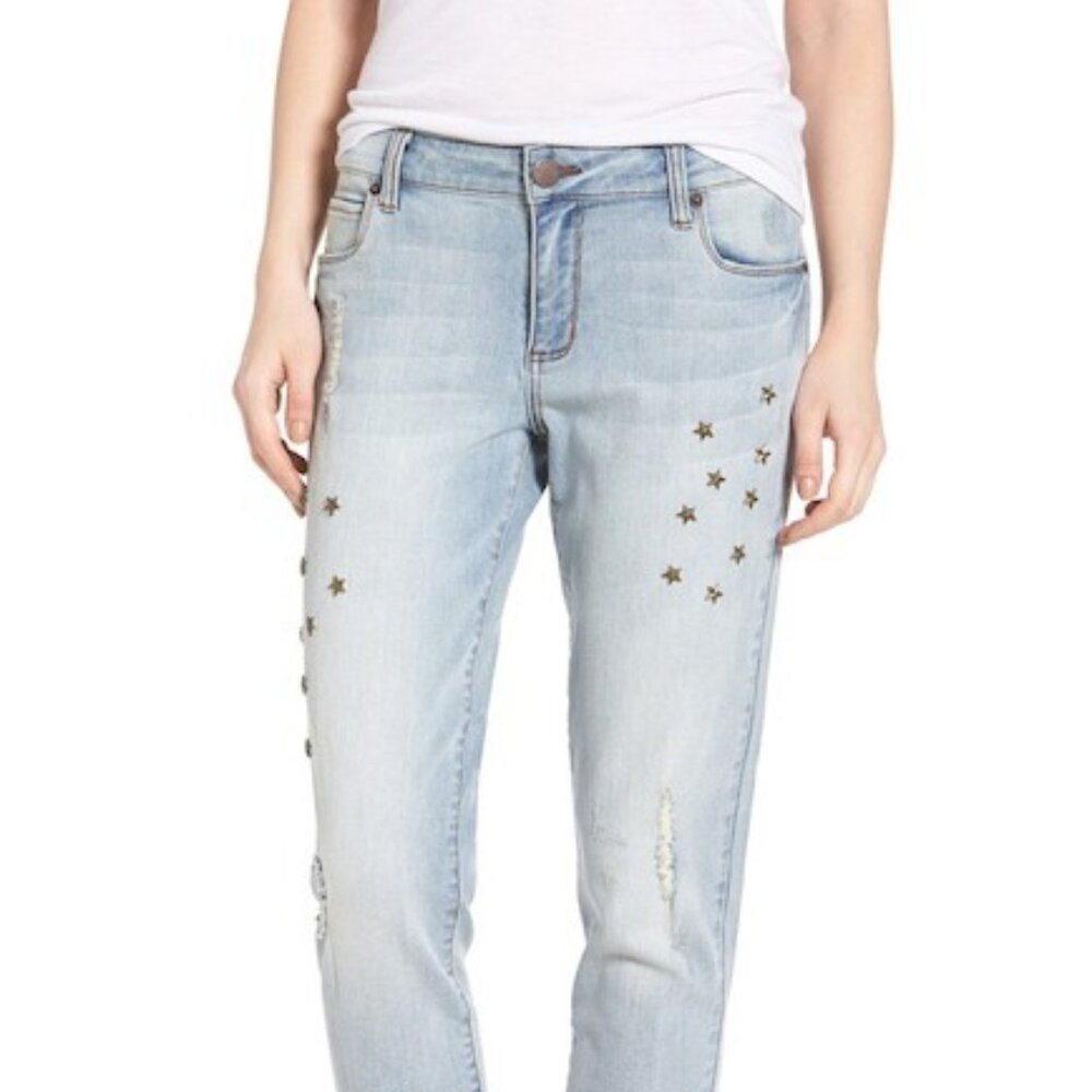 STS BLUE New Jeans Tomboy Star Studded Raw Hem Ankle Blue Pants NWT Women's 32 - Picture 7 of 17